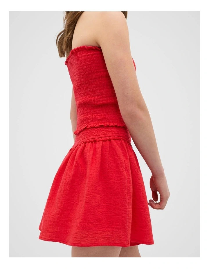 Shirred Skirt in Strawberry Red image 4