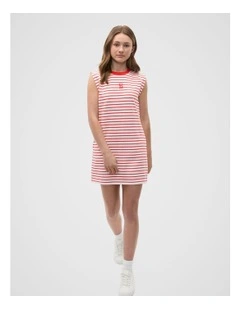 Stripe Logo Dress in Red