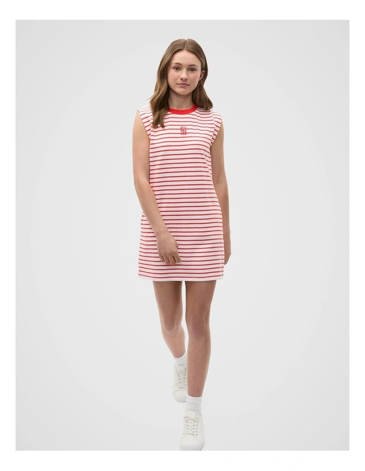 Stripe Logo Dress in Red image 1