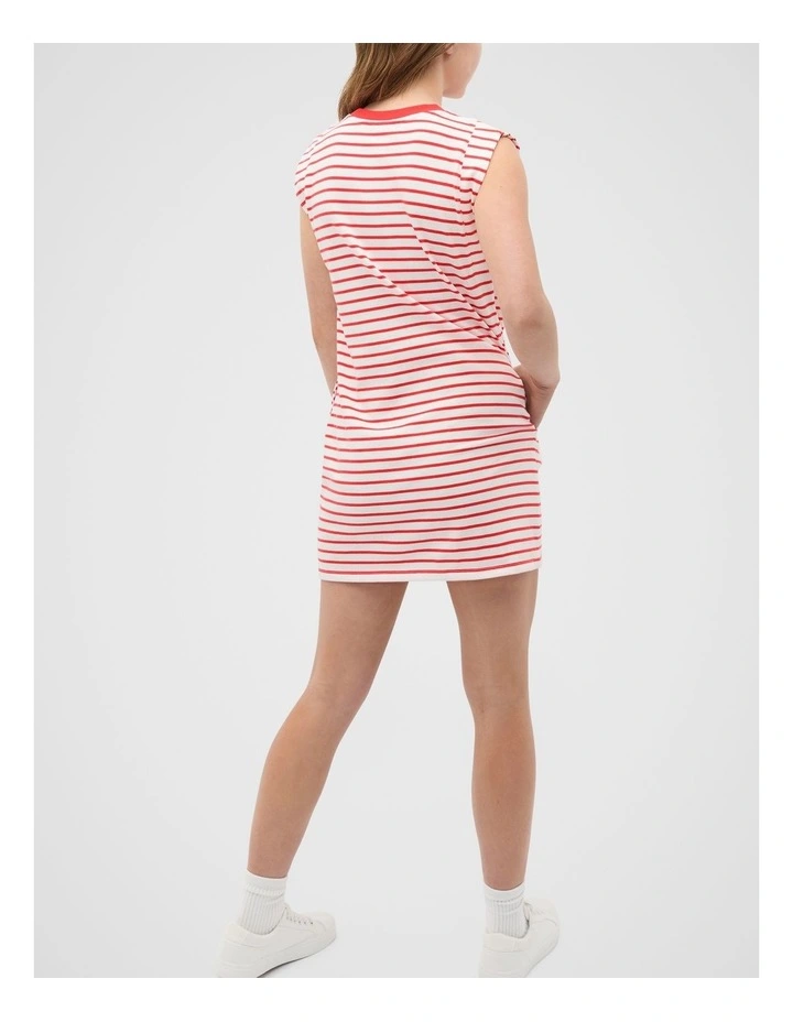 Stripe Logo Dress in Red image 2
