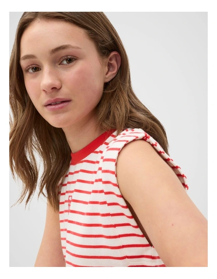 Stripe Logo Dress in Red image 3