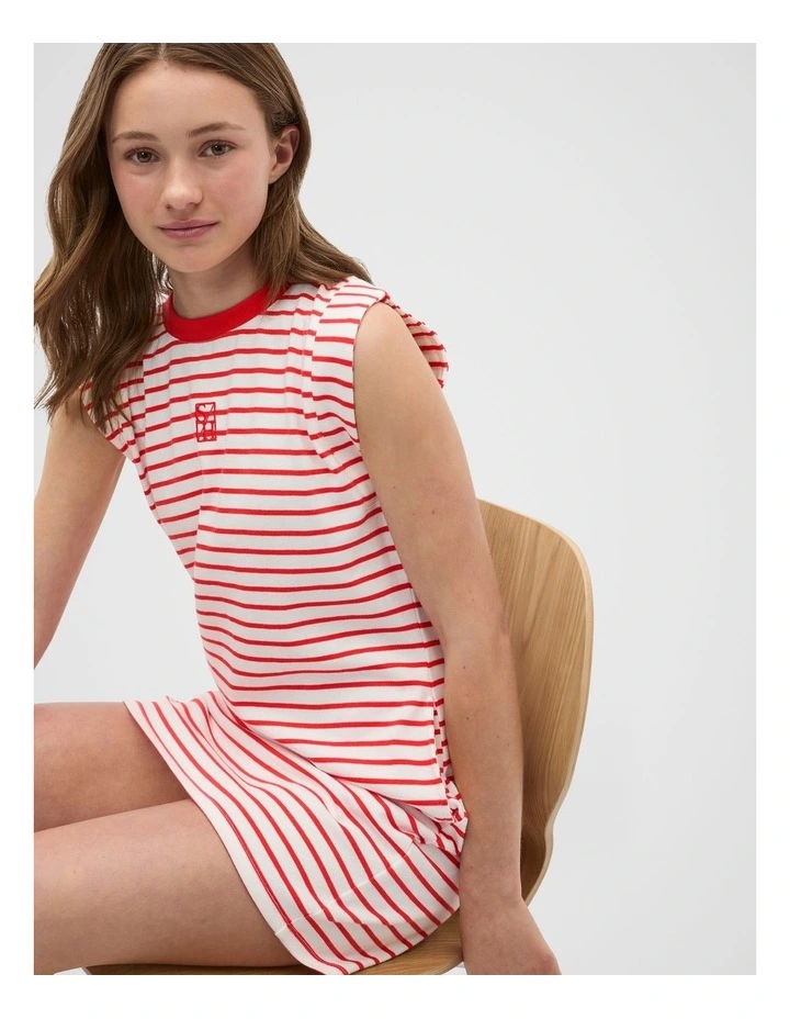 Stripe Logo Dress in Red image 4