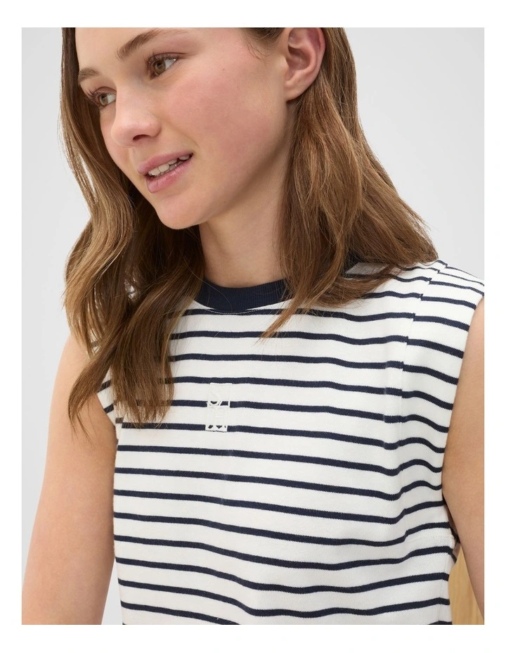 Stripe Logo Dress in Blue image 3