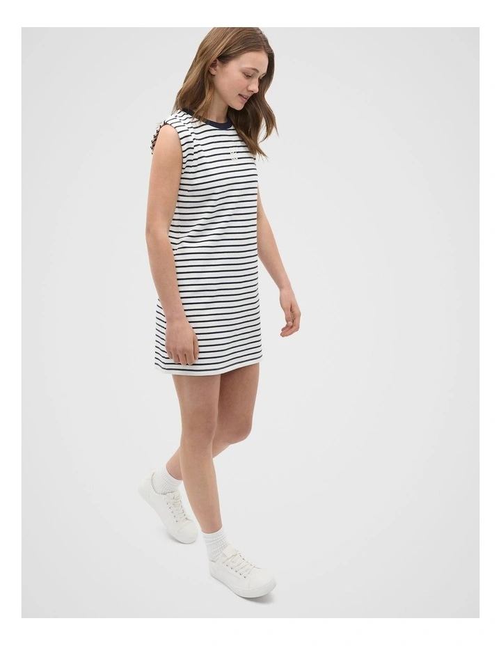 Stripe Logo Dress in Blue image 4