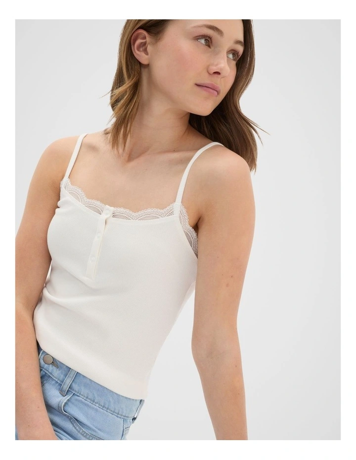 Lace Trim Cami in Canvas image 3