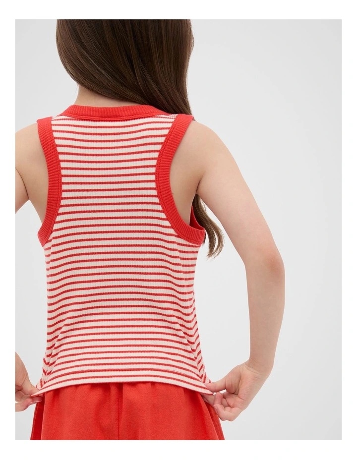 Core Logo Rib Tank in Strawberry Red image 2