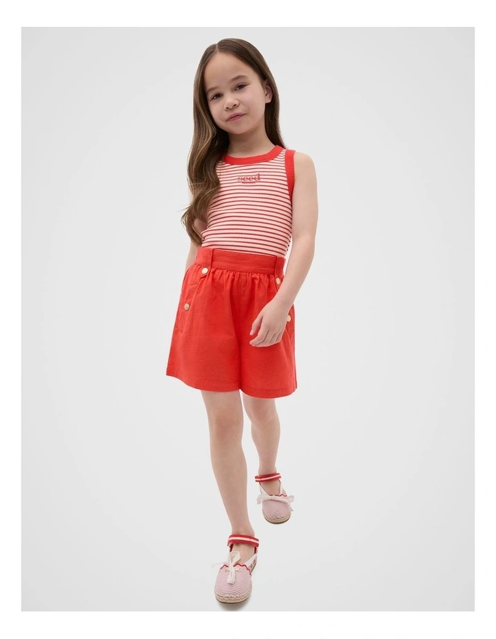 Core Logo Rib Tank in Strawberry Red image 3