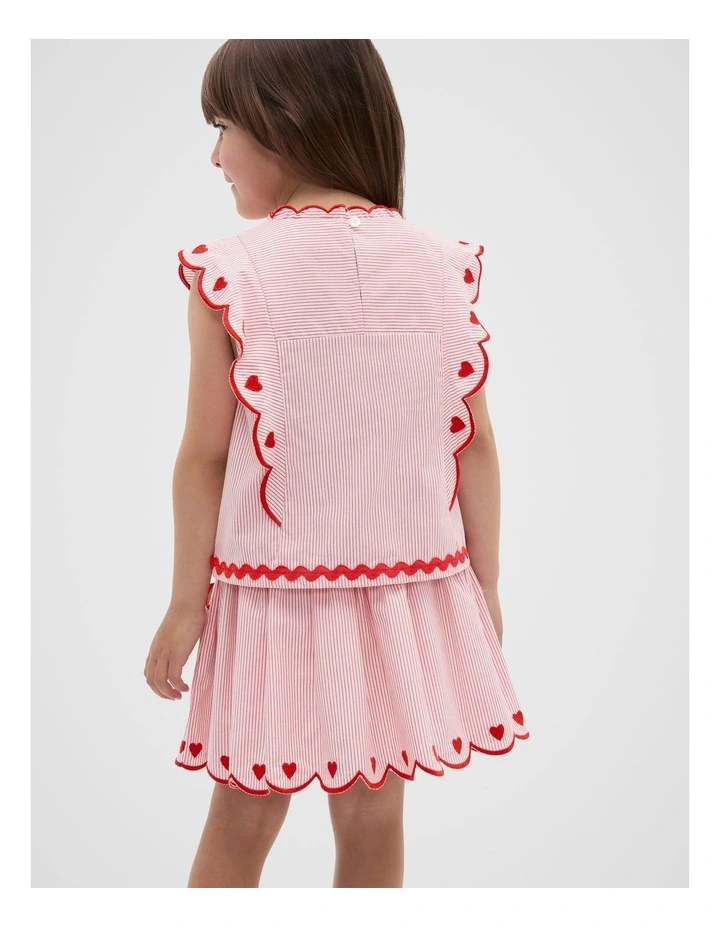 Scallop Stripe Top in Red image 2