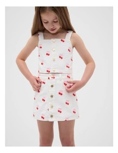 Heart Denim Cami in White