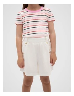 Stripe Rib Logo Tee in Multi