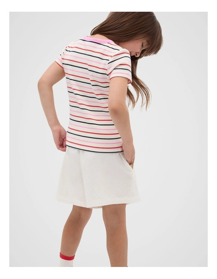 Stripe Rib Logo Tee in Multi image 2