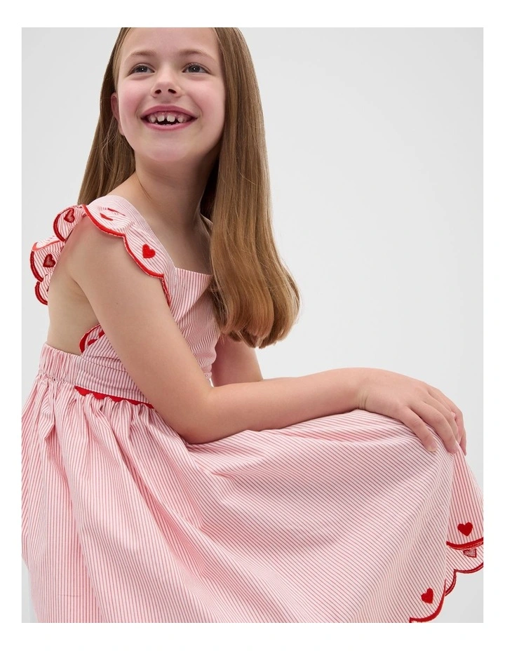 Scallop Stripe Dress in Red image 3