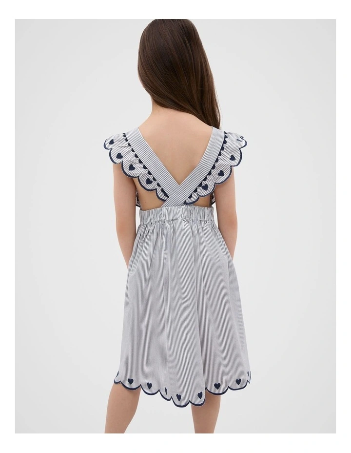 Scallop Stripe Dress in Blue image 2