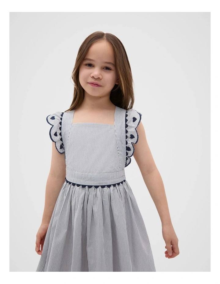 Scallop Stripe Dress in Blue image 3