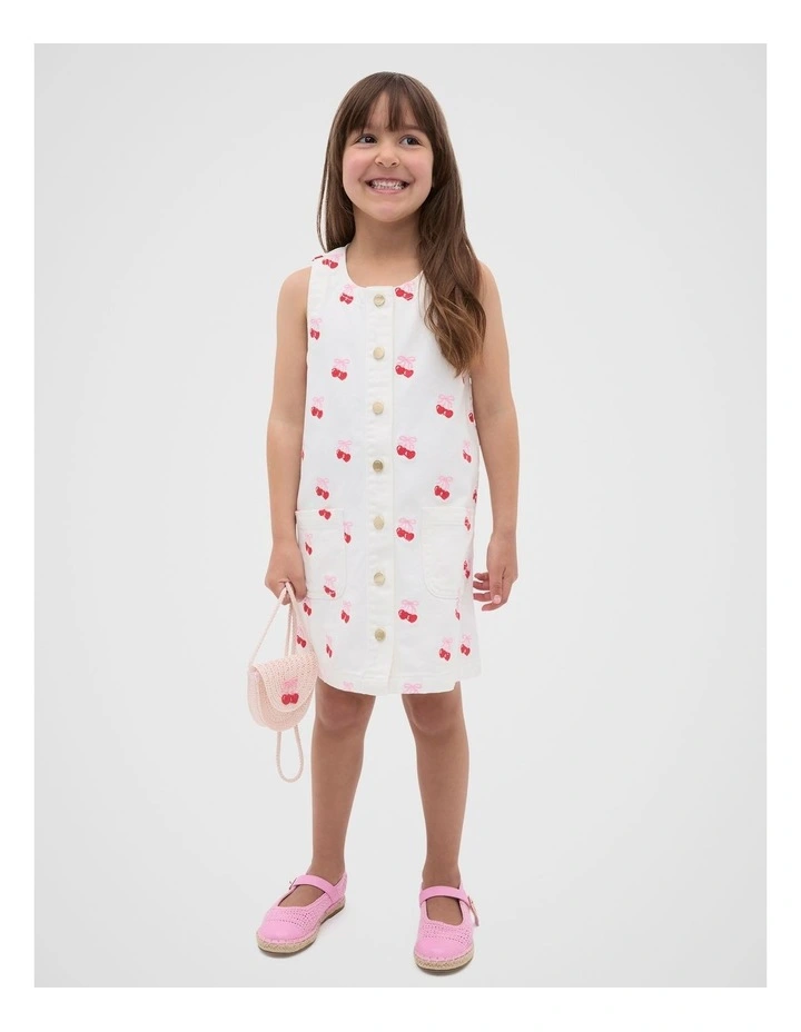 Heart Denim Dress in White image 1