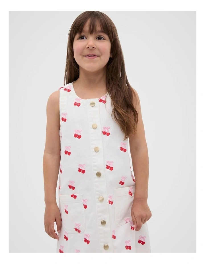 Heart Denim Dress in White image 3
