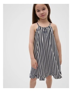Stripe Logo Dress in Blue