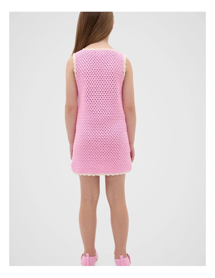 Heart Crochet Dress in Pink image 2