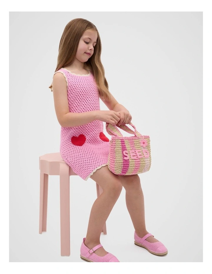Heart Crochet Dress in Pink image 3