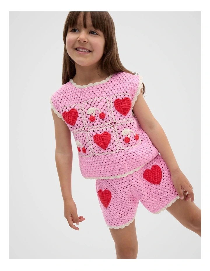 Heart Crochet Cami in Pink image 1