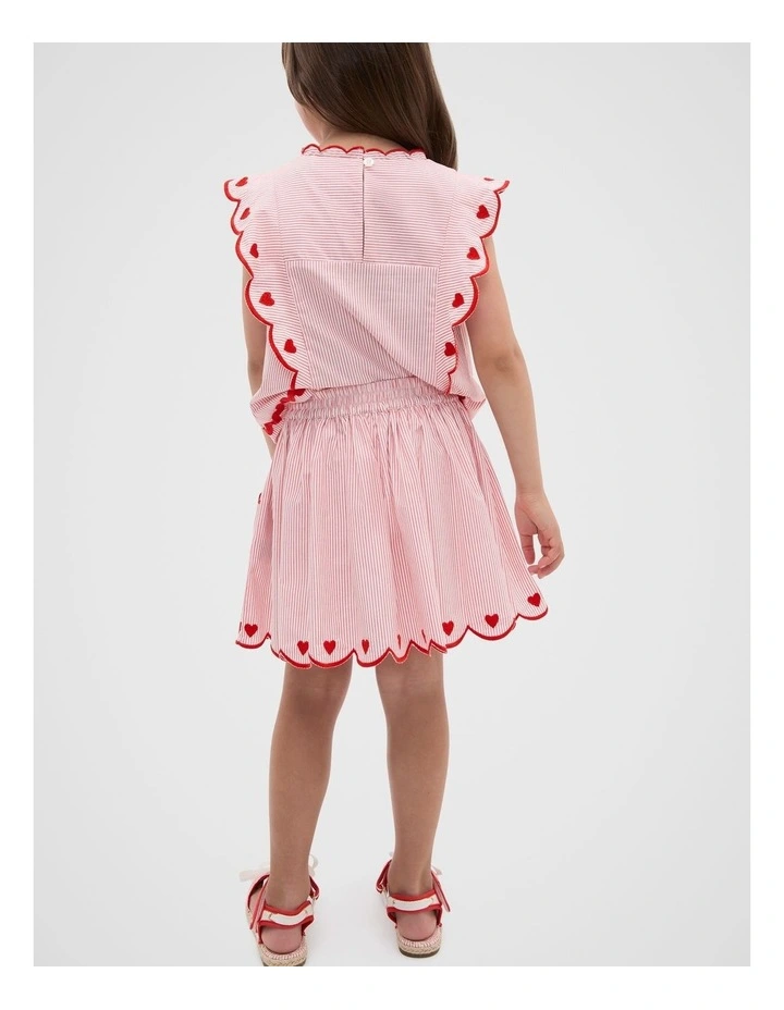 Scallop Stripe Skirt in Strawberry Red image 2