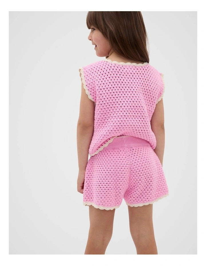 Heart Crochet Short in Candy Pink image 2