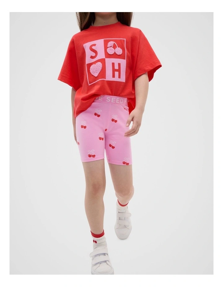 Heart Cherry Bike Shorts in Candy Pink image 1