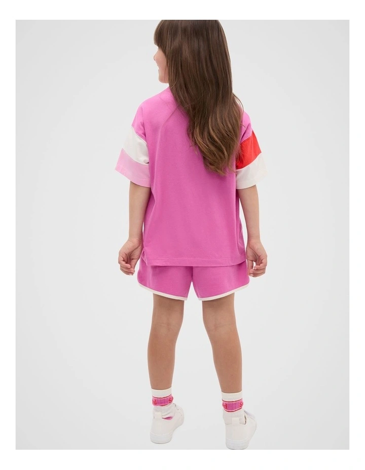 Panelled Retro Logo Tee in Wild Berry image 2