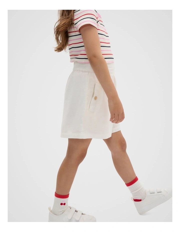 Flat Front Button Shorts in Vintage Cream image 1