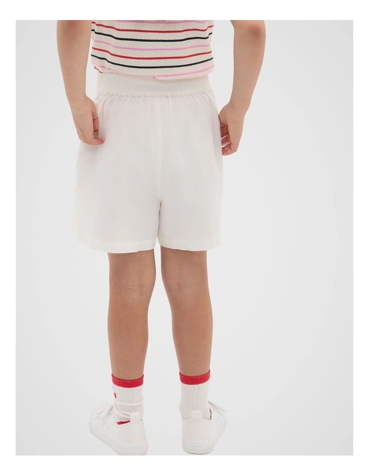 Flat Front Button Shorts in Vintage Cream image 2