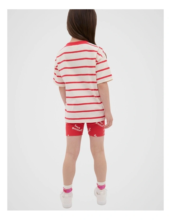 Core Stripe Logo Tee in Strawberry Red image 2