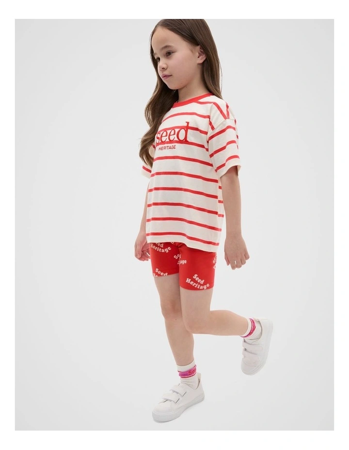 Core Stripe Logo Tee in Strawberry Red image 3