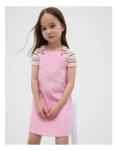 Logo Pinafore in Candy Pink