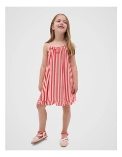 Stripe Logo Dress in Red