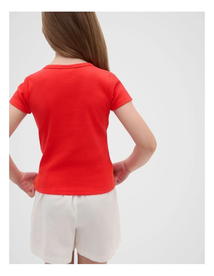 Core Logo Rib Tee in Red image 2