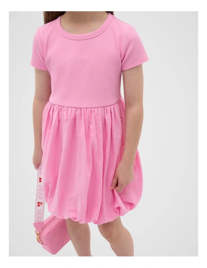 Spliced Logo Dress in Pink image 3