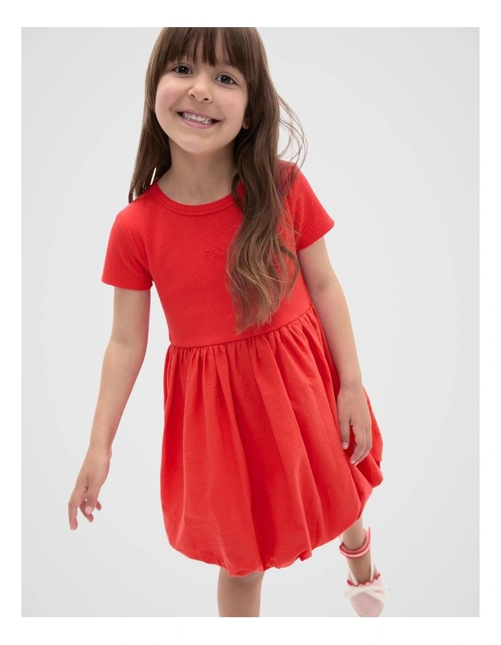 Spliced Logo Dress in Red image 1