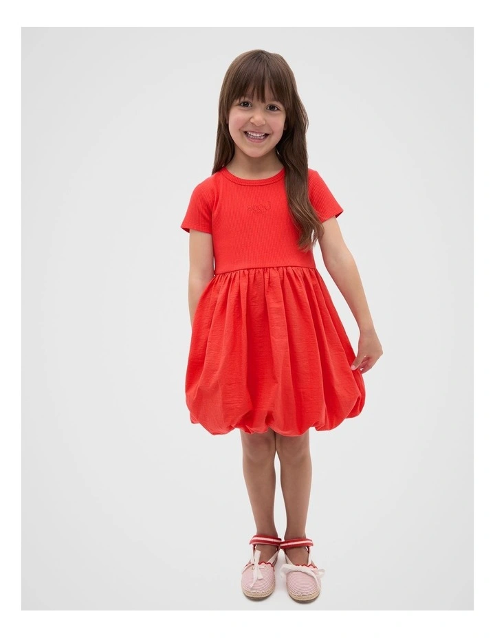 Spliced Logo Dress in Red image 3