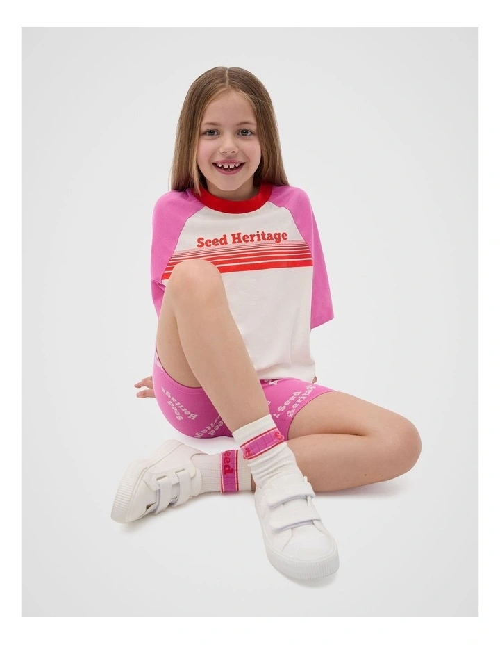 Colourblock Logo Tee in Wild Berry image 3