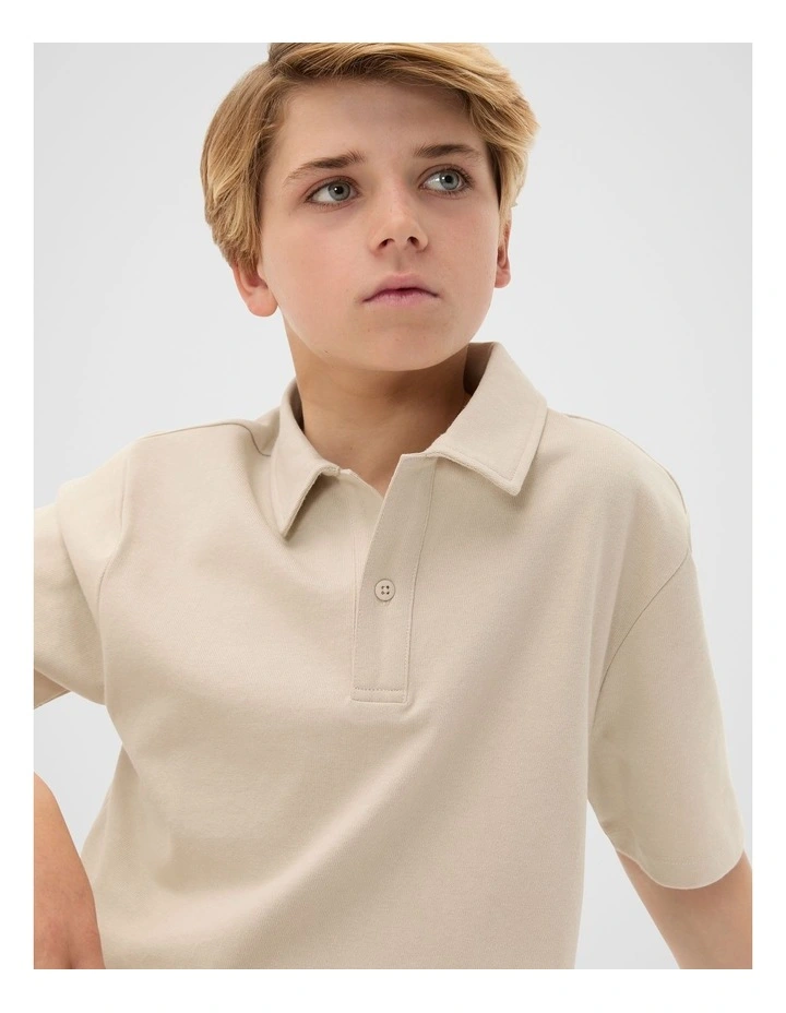 Tee Polo in Beige image 3