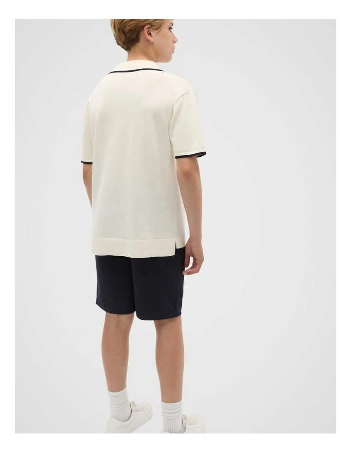 Knit Polo in Vintage Cream image 2