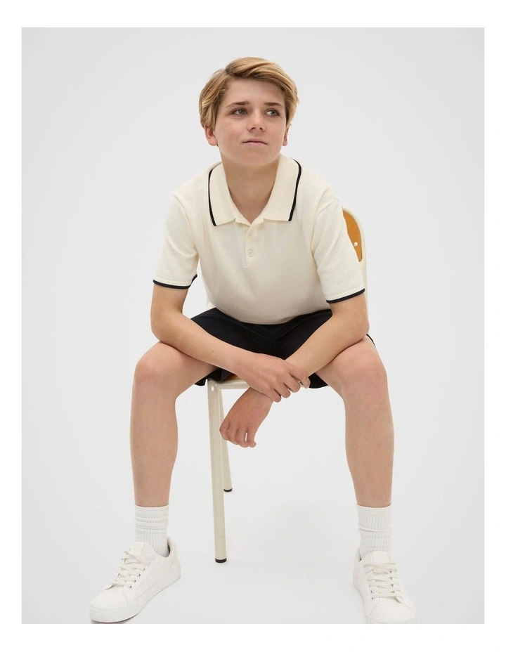 Knit Polo in Vintage Cream image 4