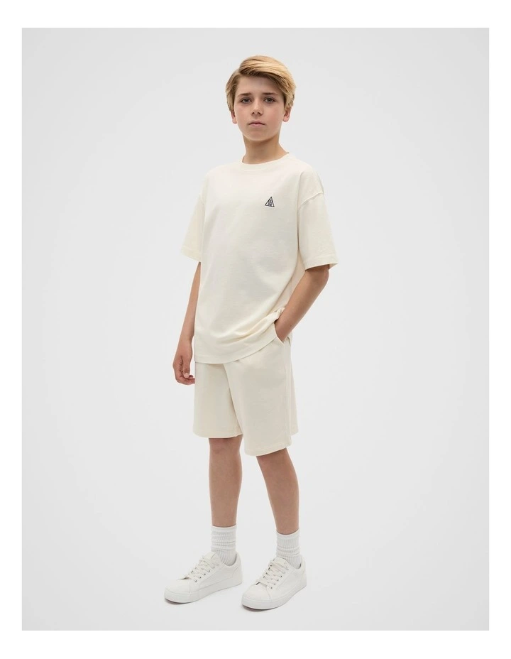 Long Line Track Shorts in Cream image 4