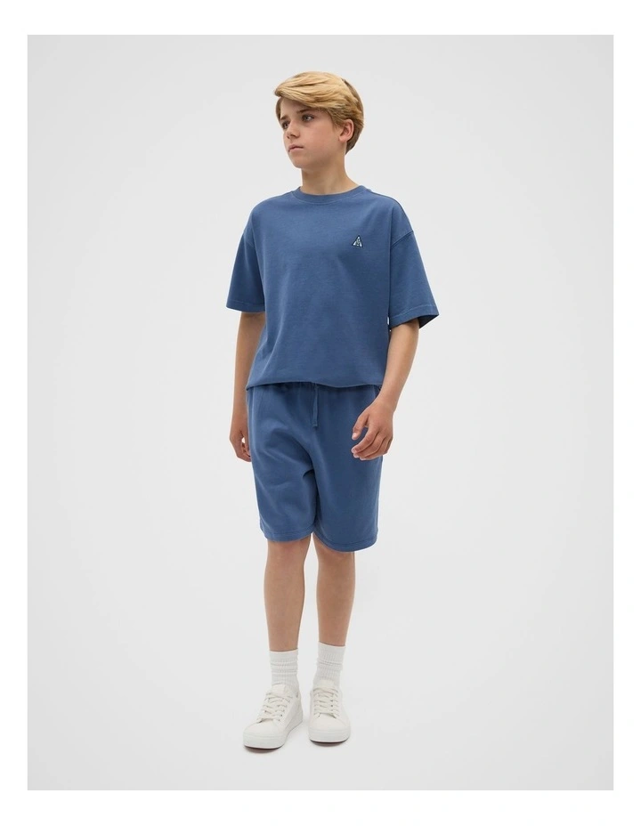 Long Line Track Shorts in Blue image 4