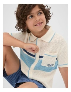 Stripe Knit Shirt in Vintage Cream