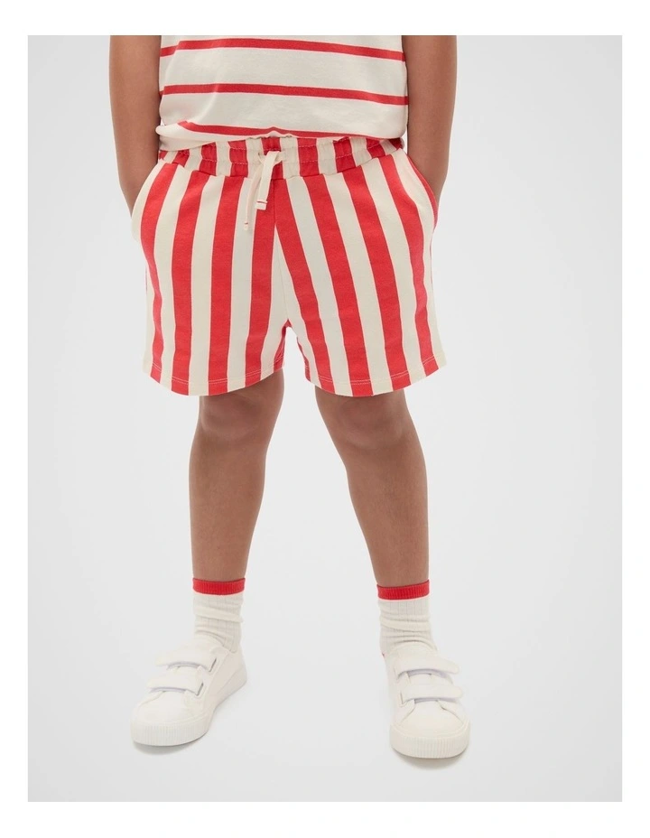 Core Stripe Track Short in Strawberry Red image 1