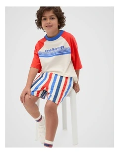 Colourblock Logo Tee in Strawberry Red