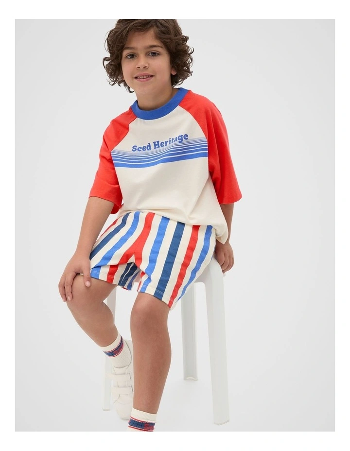 Colourblock Logo Tee in Strawberry Red image 1