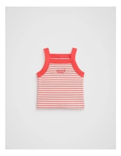 Core Logo Rib Tank in Strawberry Red