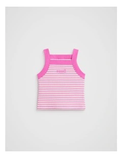 Core Logo Rib Tank in Wild Berry